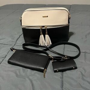 Elegant Black and Cream Women's Bag Set